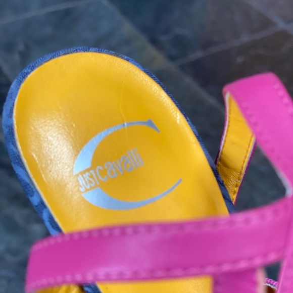 Just Cavalli Strappy Denim Pink Yellow Sandals L - Picture 4 of 5